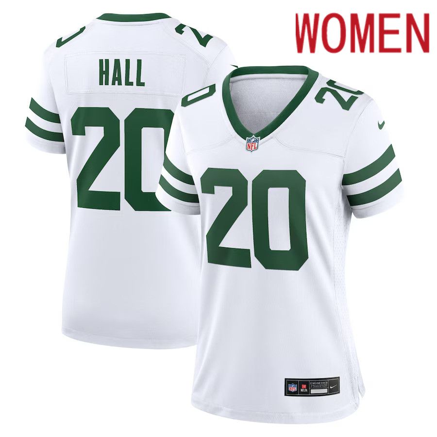 Women New York Jets 20 Breece Hall Nike White Legacy Player Game NFL Jersey